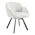 Chaise moderne en tissu blanc avec pieds en métal noir.