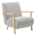 Fauteuil scandinave en tissu gris avec accoudoirs en bois naturel
