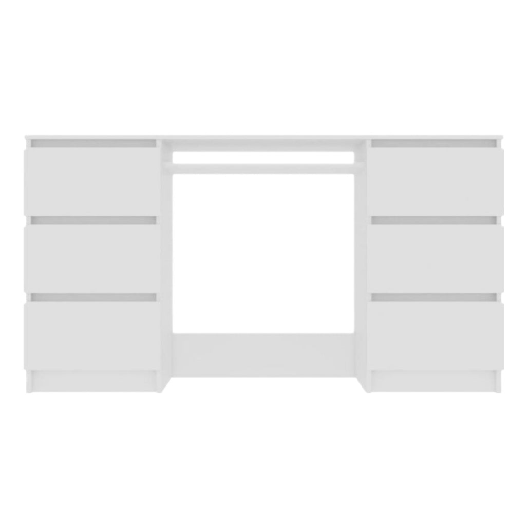 Bureau moderne en blanc avec 5 tiroirs de rangement