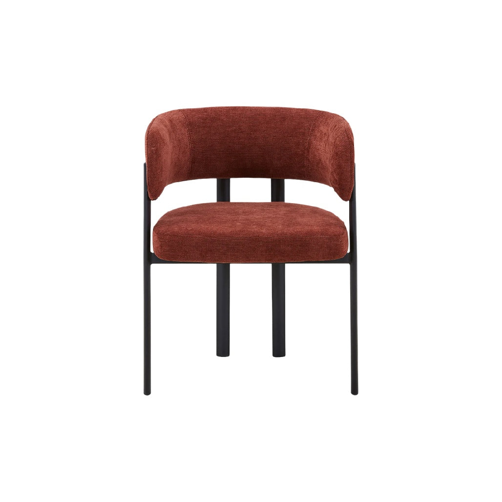 Chaise moderne en velours rouge avec cadre en métal noir
